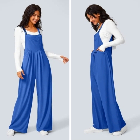 HALARA Vibrant Blue Knit Wide Leg Jumpsuit. Size Small. EUC - Picture 11 of 11